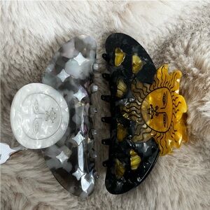 Free People Solar Eclipse Celestial Sun and Moon hair Claw clips pair